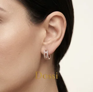 گوشواره ژوپینگ حلقه ای طرح نگین مخراج سه لاین