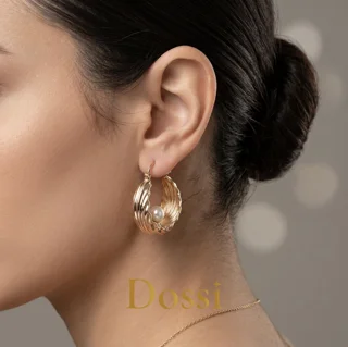 گوشواره ژوپینگ طرح حلقه ای صدف و مروارید