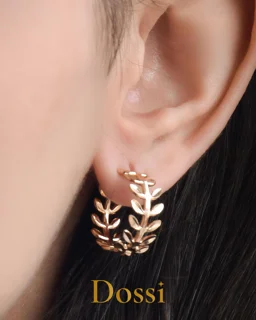 گوشواره ژوپینگ حلقه ای طرح برگ زیتون 🌿